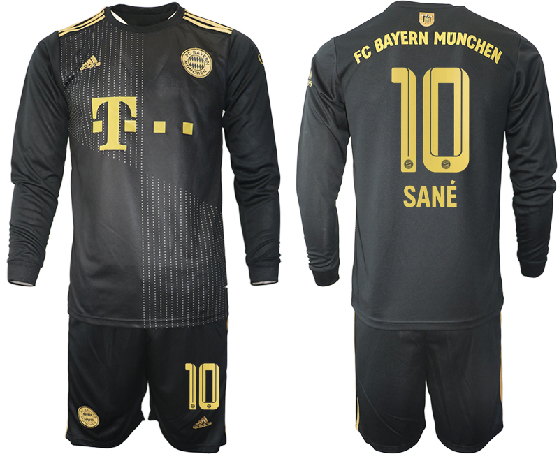 Men 2021-2022 Club Bayern Munich away black Long Sleeve #10 Soccer Jersey->arsenal jersey->Soccer Club Jersey